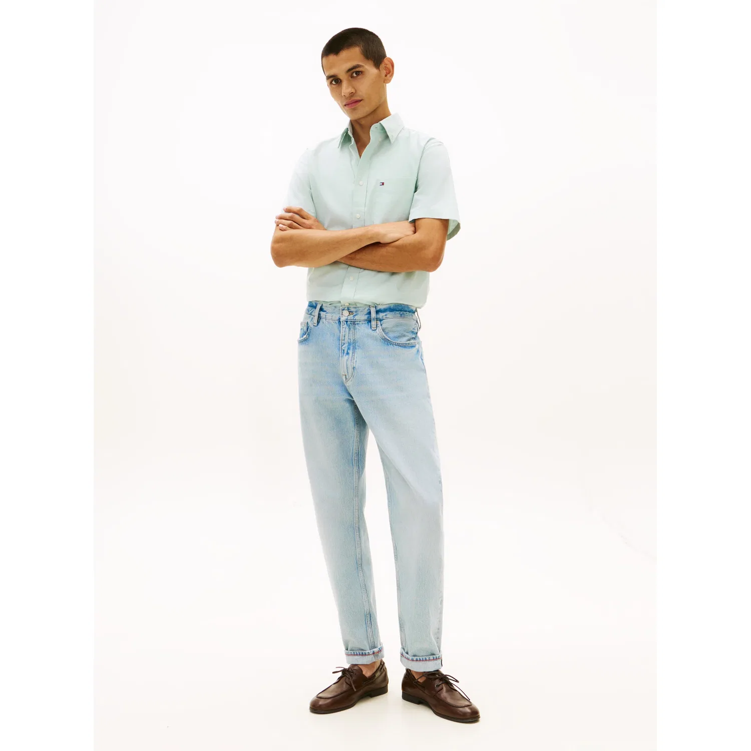 Мужская рубашка с коротким рукавом regular fit Tommy Hilfiger, Crushed Mint — фото 3