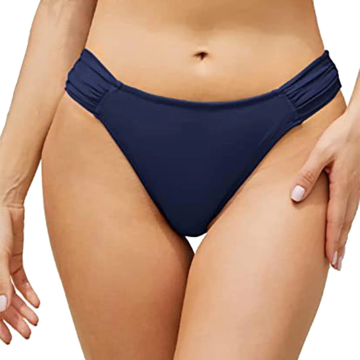 Женские бикини-шорты с защипом спереди, Solid, Navy