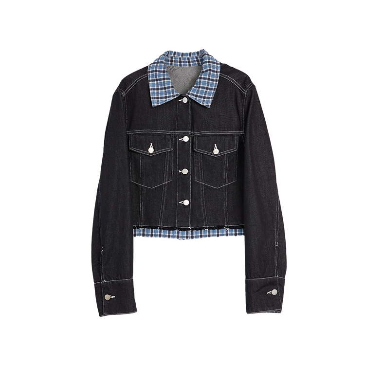 

ELLE Кроп-пальто женское Denim Blue Lapel Moderate