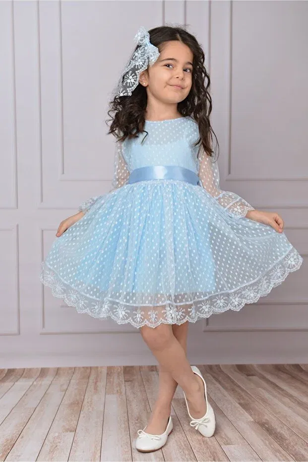 Детское платье для девочек с длинным рукавом Delfini Kids, Blue