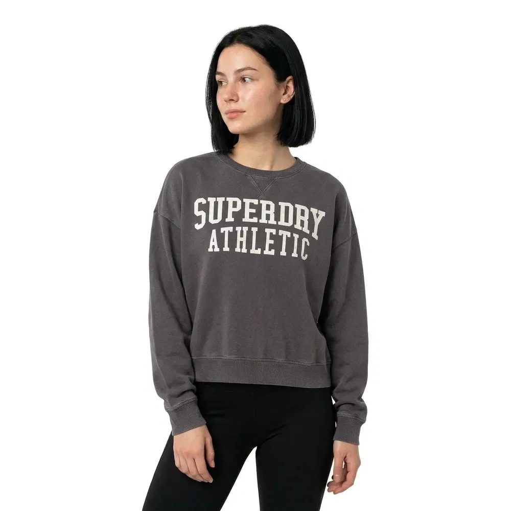 Худи Athletic Essential Relaxed Applique Crew Superdry, серый — фото 2