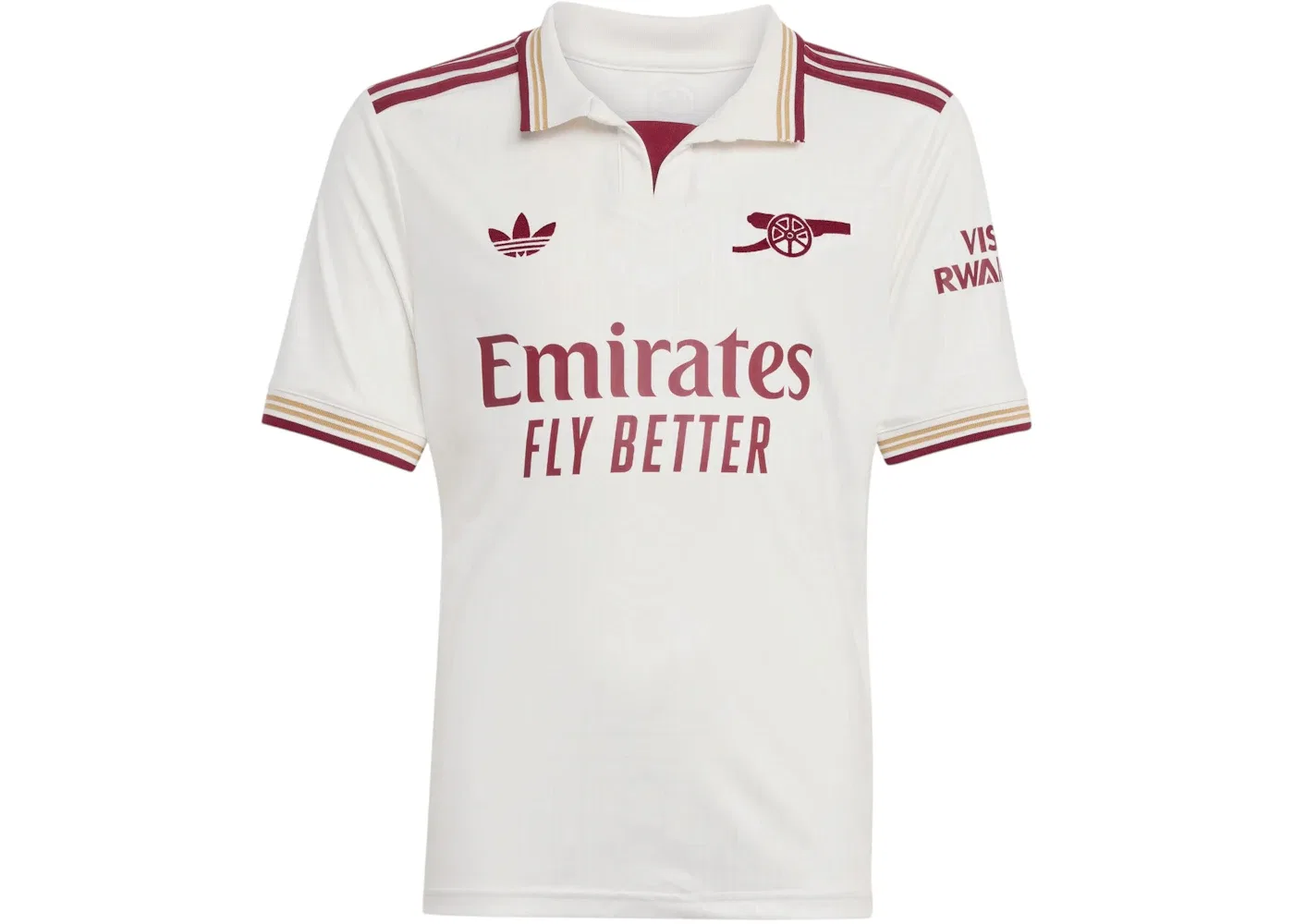 Детская футболка поло с принтом Arsenal 25-26 Third Jersey Adidas, Cloud White Team Collegiate Burgundy