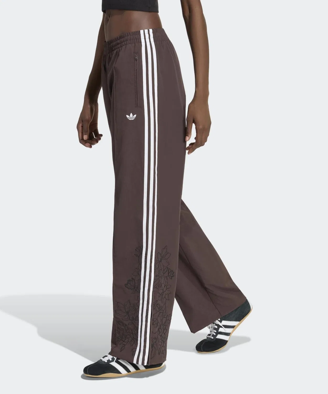 Женские свободные спортивные брюки с цветочным принтом Firebird Adidas, Коричневый