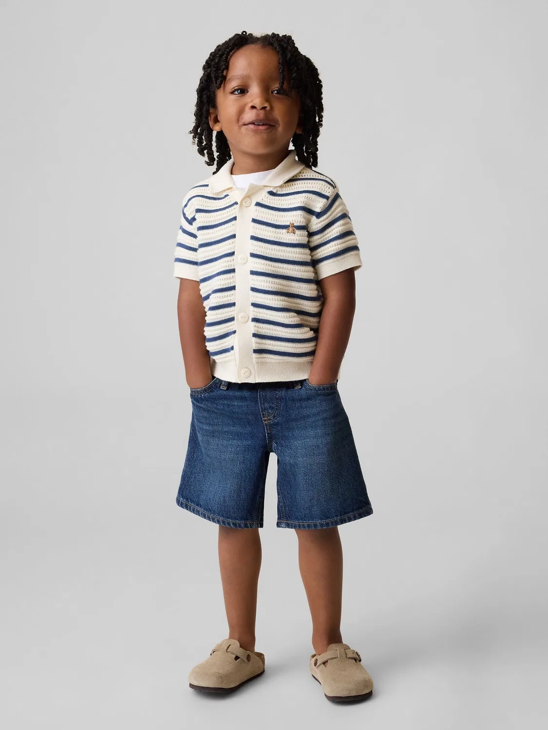 Шорты джинсовые на резинке Gap UltraSoft, темный стирка