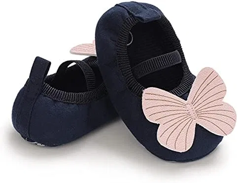 Детские туфли Мэри Джейн для девочек с принтом бабочки Purepips, Navy Blue — фото 4