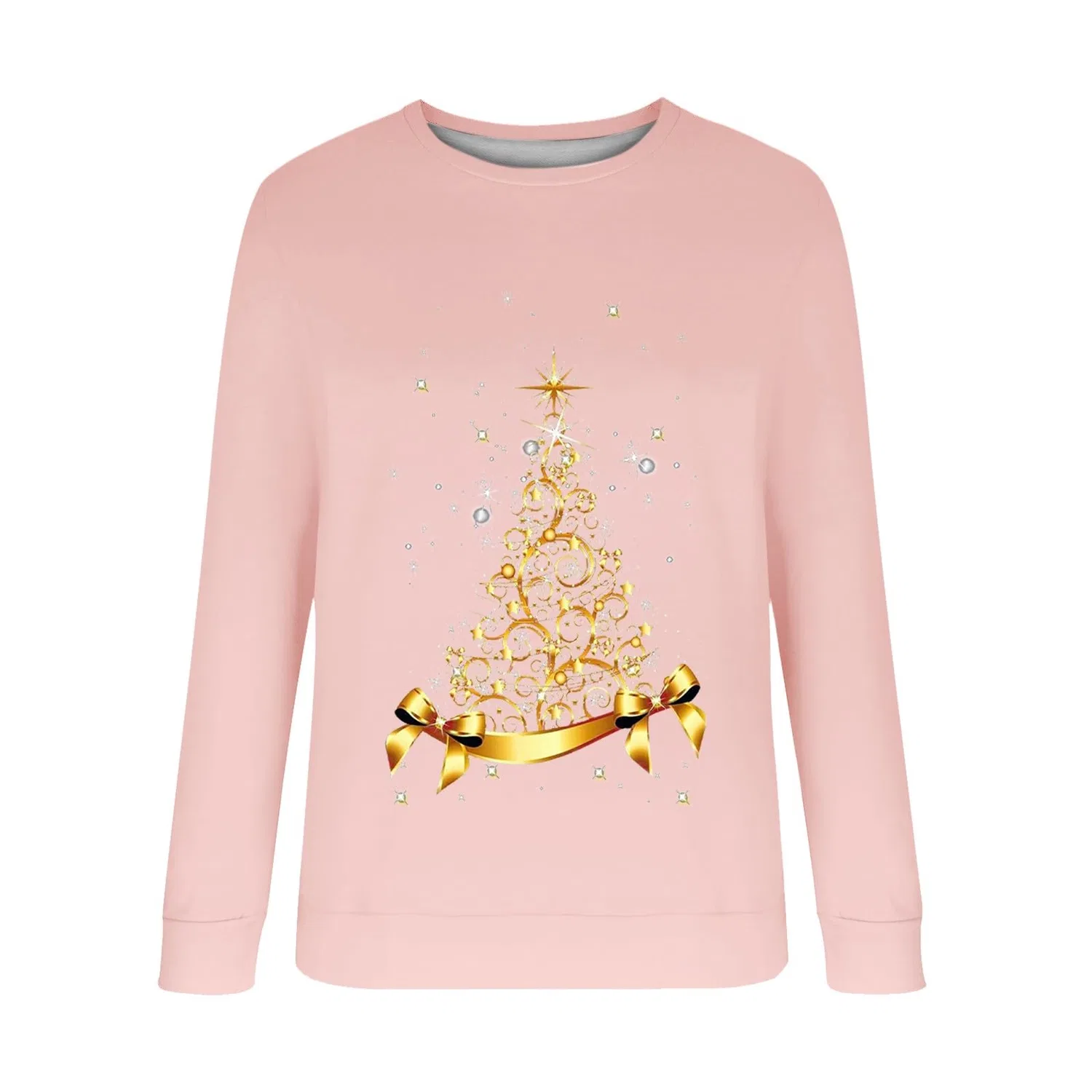 Женская куртка с принтом Christmas Tree с длинным рукавом, Rosa — фото 2
