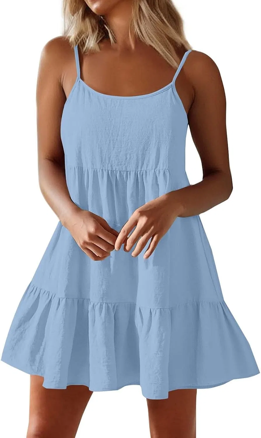 Женское летнее платье на бретелях с цветочным принтом Sundresses, Light Blue