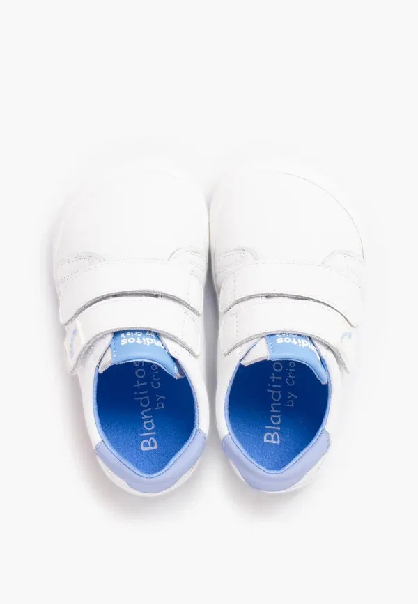 Ботинки кожаные Baby shoes Pisamonas Blanco, Y Azul, белый/синий — фото 3