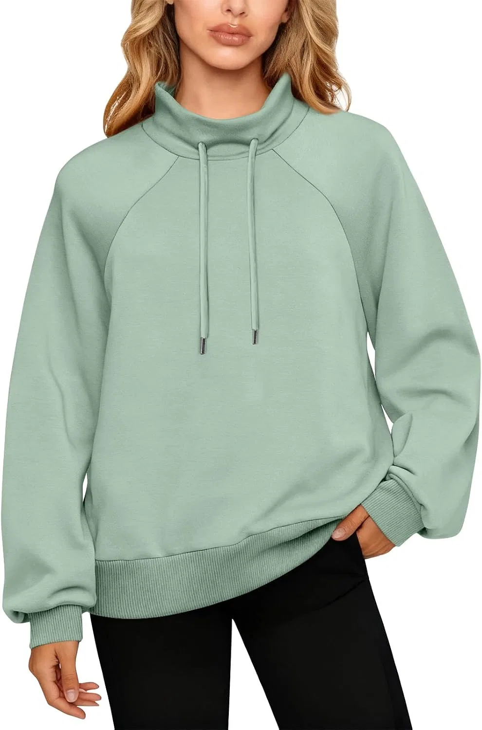 Женский свитшот с принтом Mock Neck Sweatshirt, мятный