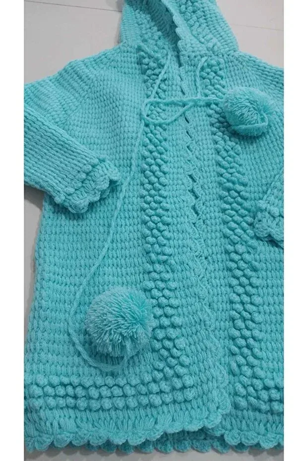 Детский кардиган вязаный с капюшоном Papatyam, Blue