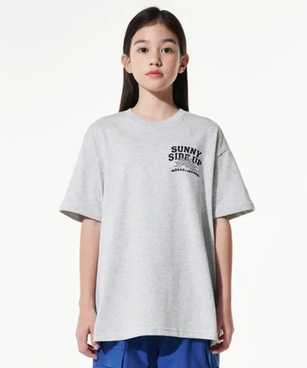 Футболка оверсайз Giant Fit Sunnyside Up, Takeasy Kids, меланжевый серый — фото 2