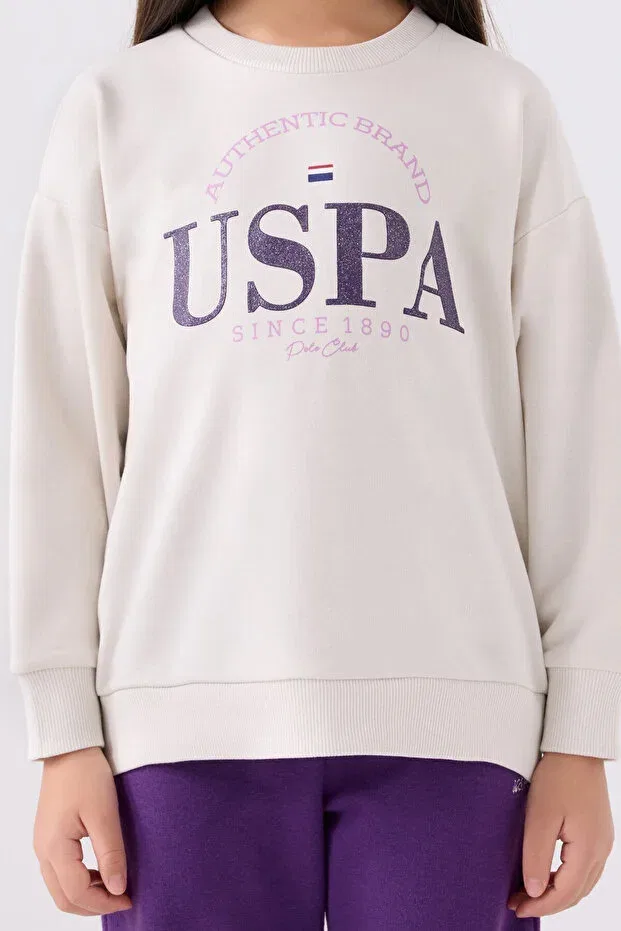 Детский комплект для девочек из футера U.S. Polo Assn., Stone — фото 4