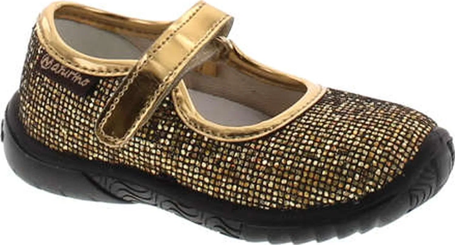 Детские туфли для девочек Naturino 7703 USA, Gold Glitter Square