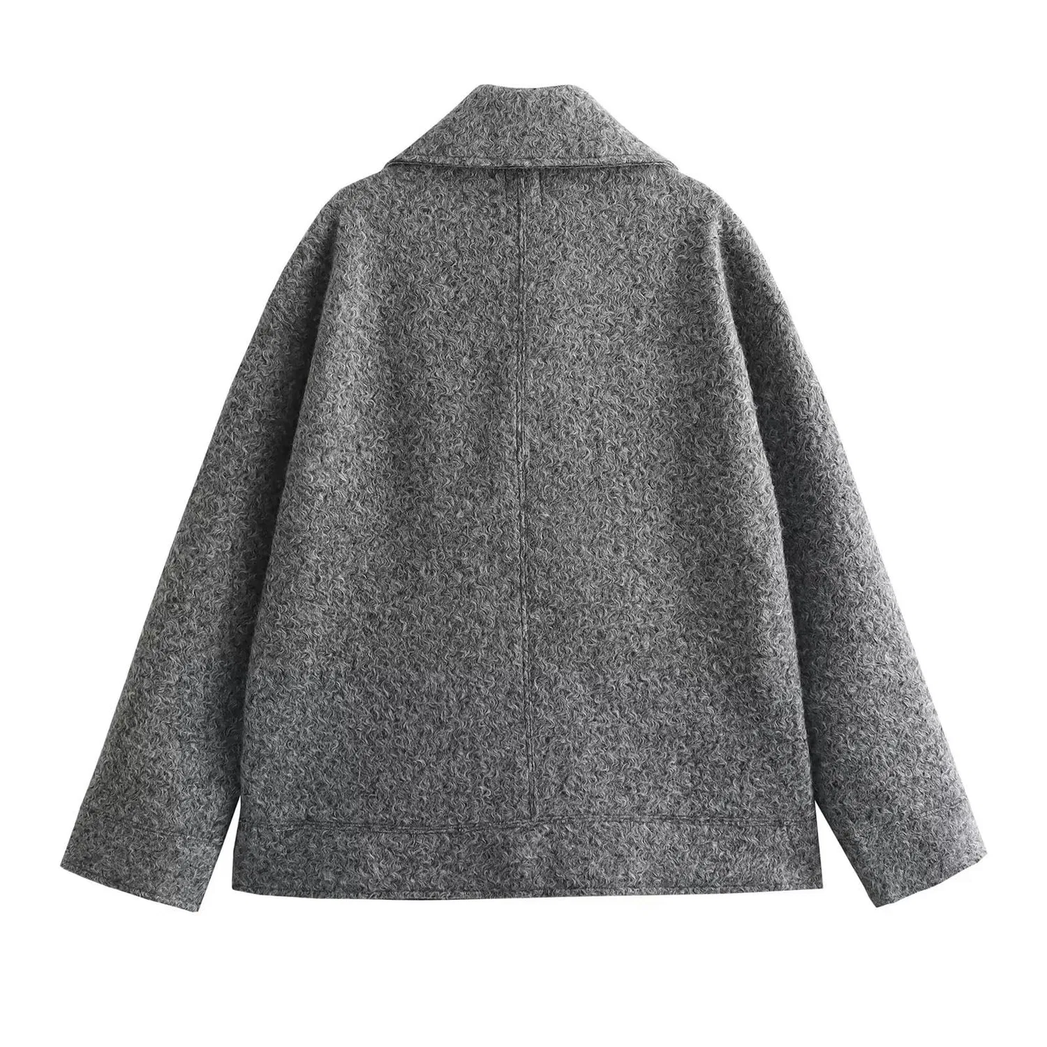 Женская куртка свободного кроя с воротником, модель Primavera Nuova Europea e Americana Moda Donna Bavero Giacca Casual Allentata, Grigio — фото 2