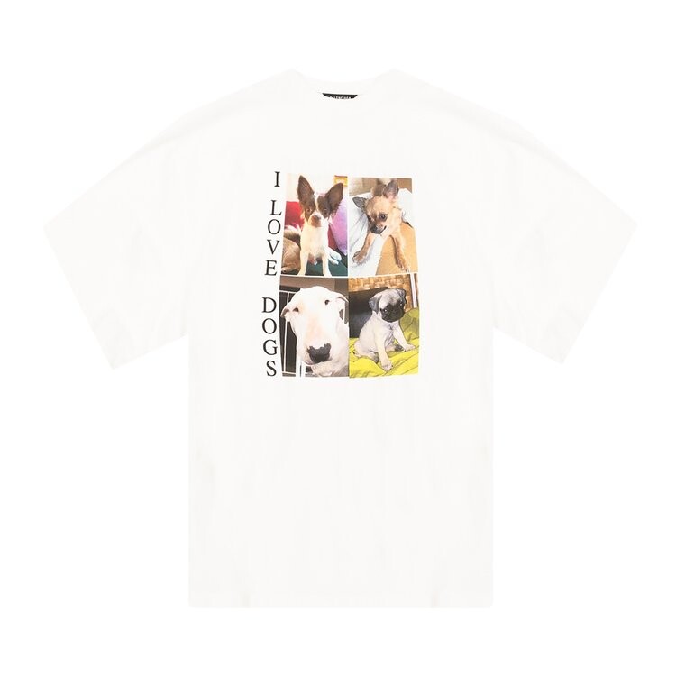 Футболка Balenciaga I Love Dogs с рисунком, белый — фото 2