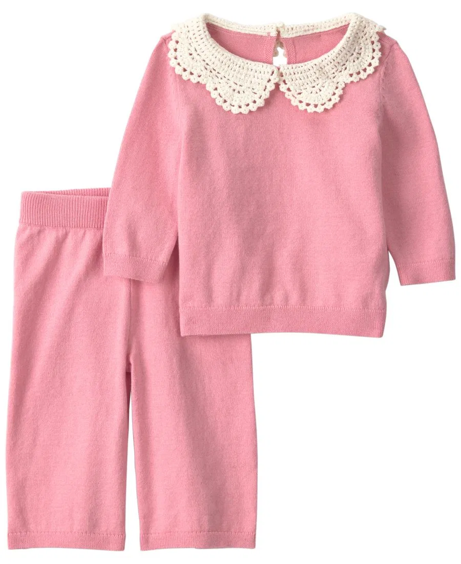 Комплект из свитера и брюк для девочки, с кружевным воротником Carter's, Pink
