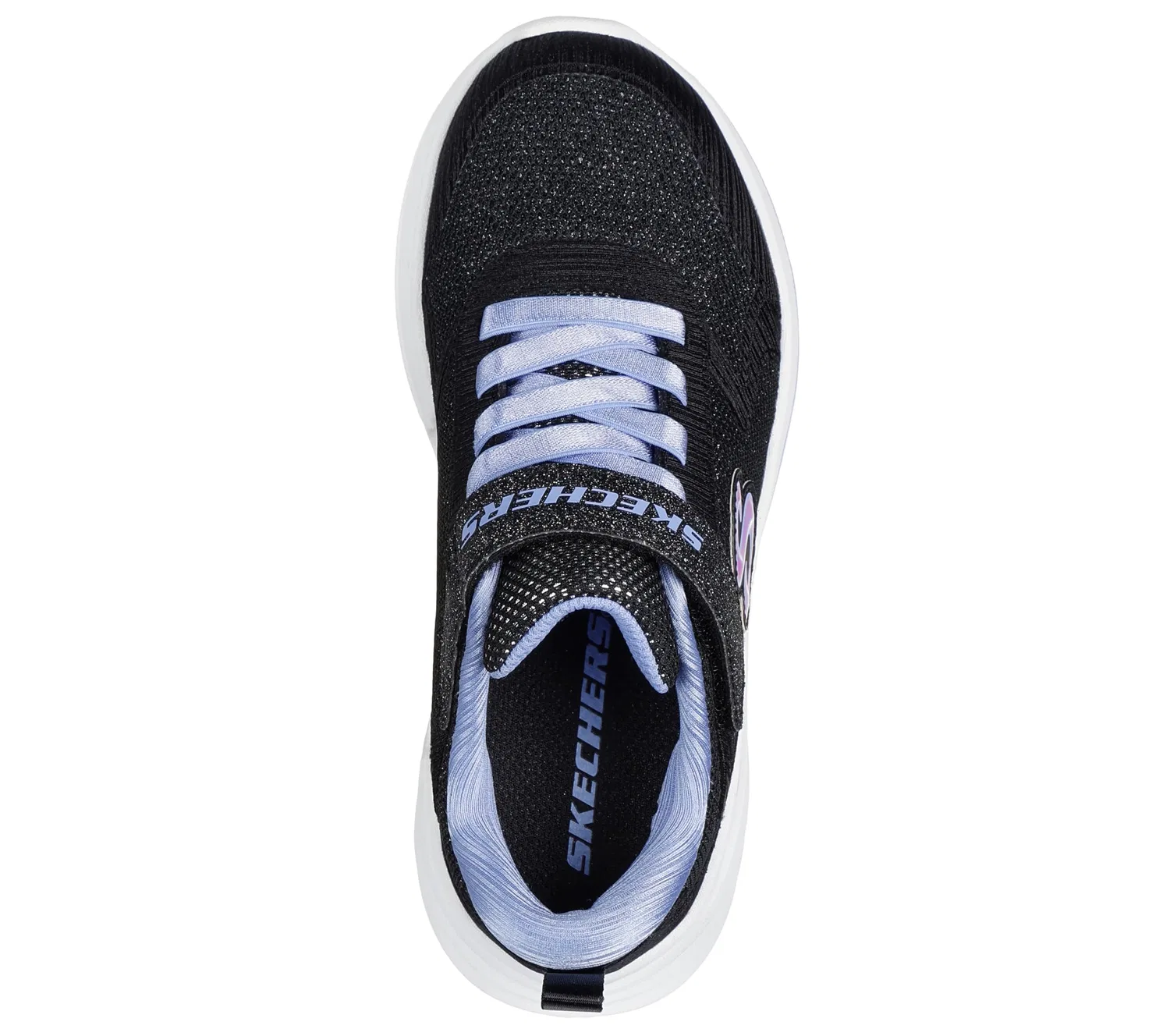 Детские кроссовки для девочек с блестками Skechers Wave 92, Black Sparkle Mesh Trim — фото 3