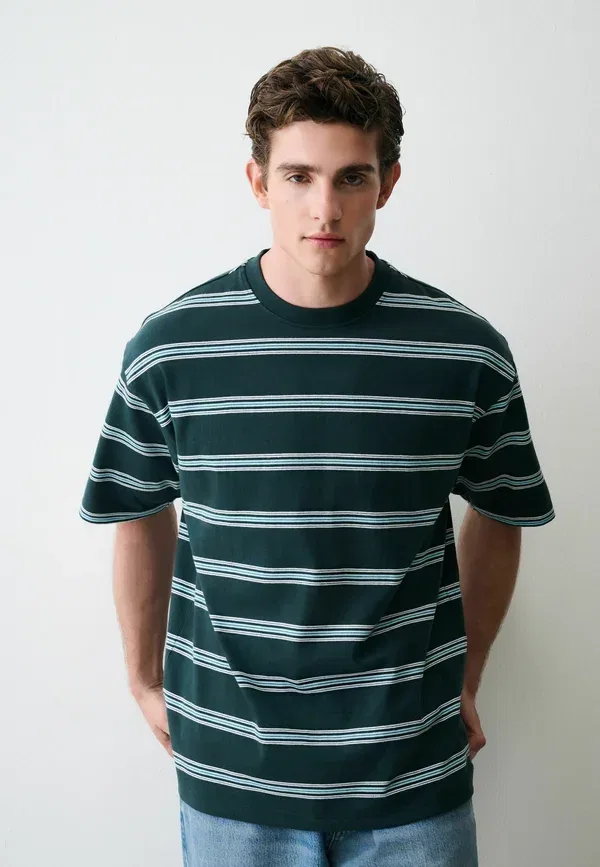 Футболка хлопковая Regular Fit - Striped Heavy Weight T-Shirt Next, Green, зеленый