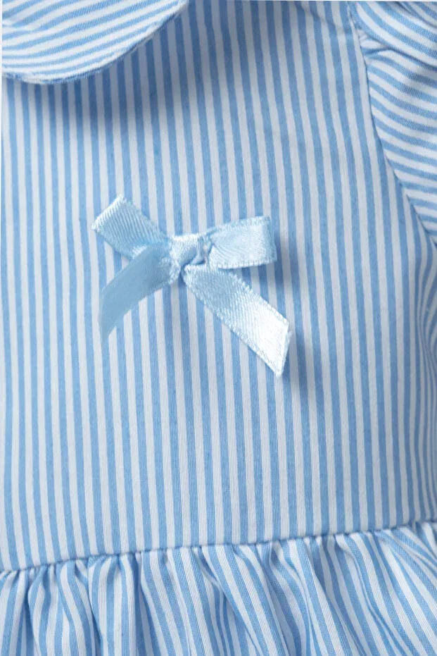 Детское платье для девочек с принтом Tiny Golden, Blue Striped — фото 2