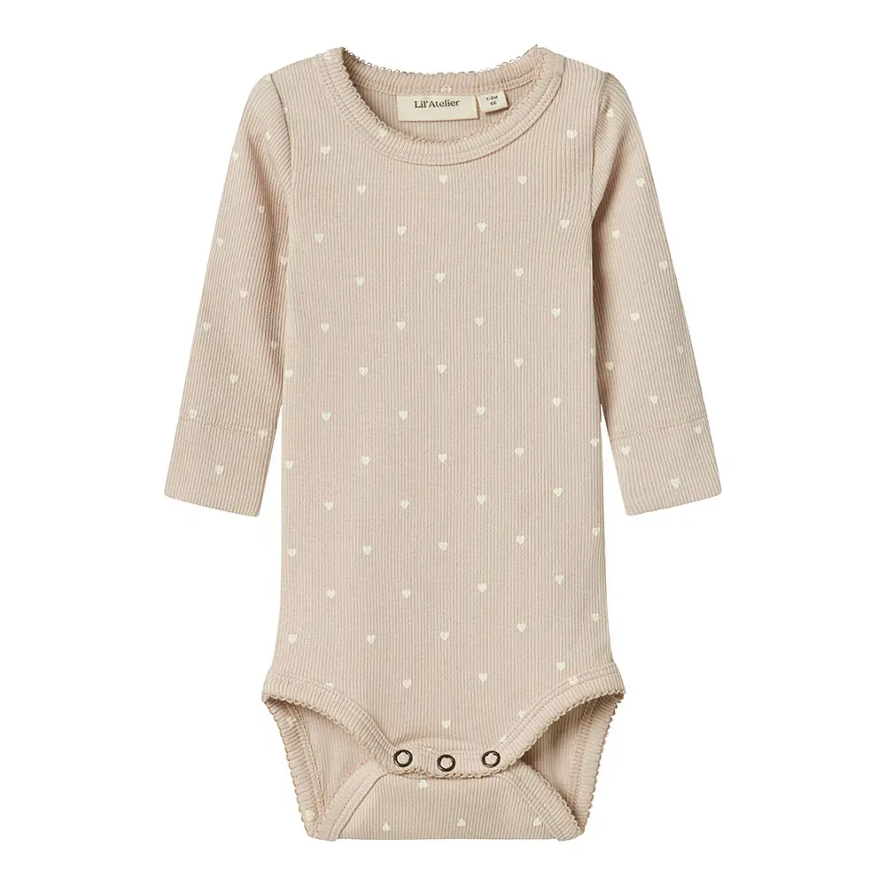 Боди с длинными рукавами Name It Gago Slim Lil Atelier, бежевый