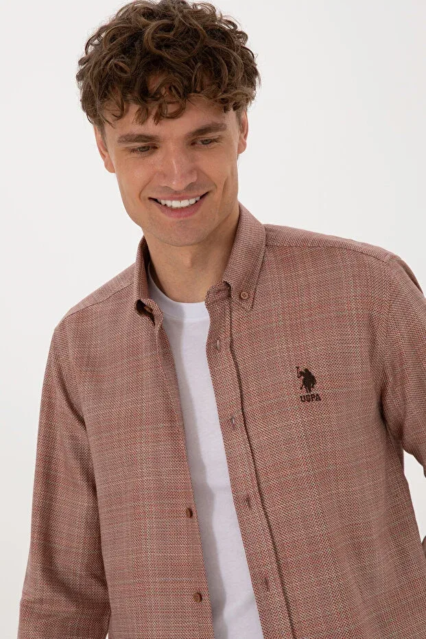 Мужская рубашка с длинным рукавом U.S. Polo Assn., Copper — фото 2