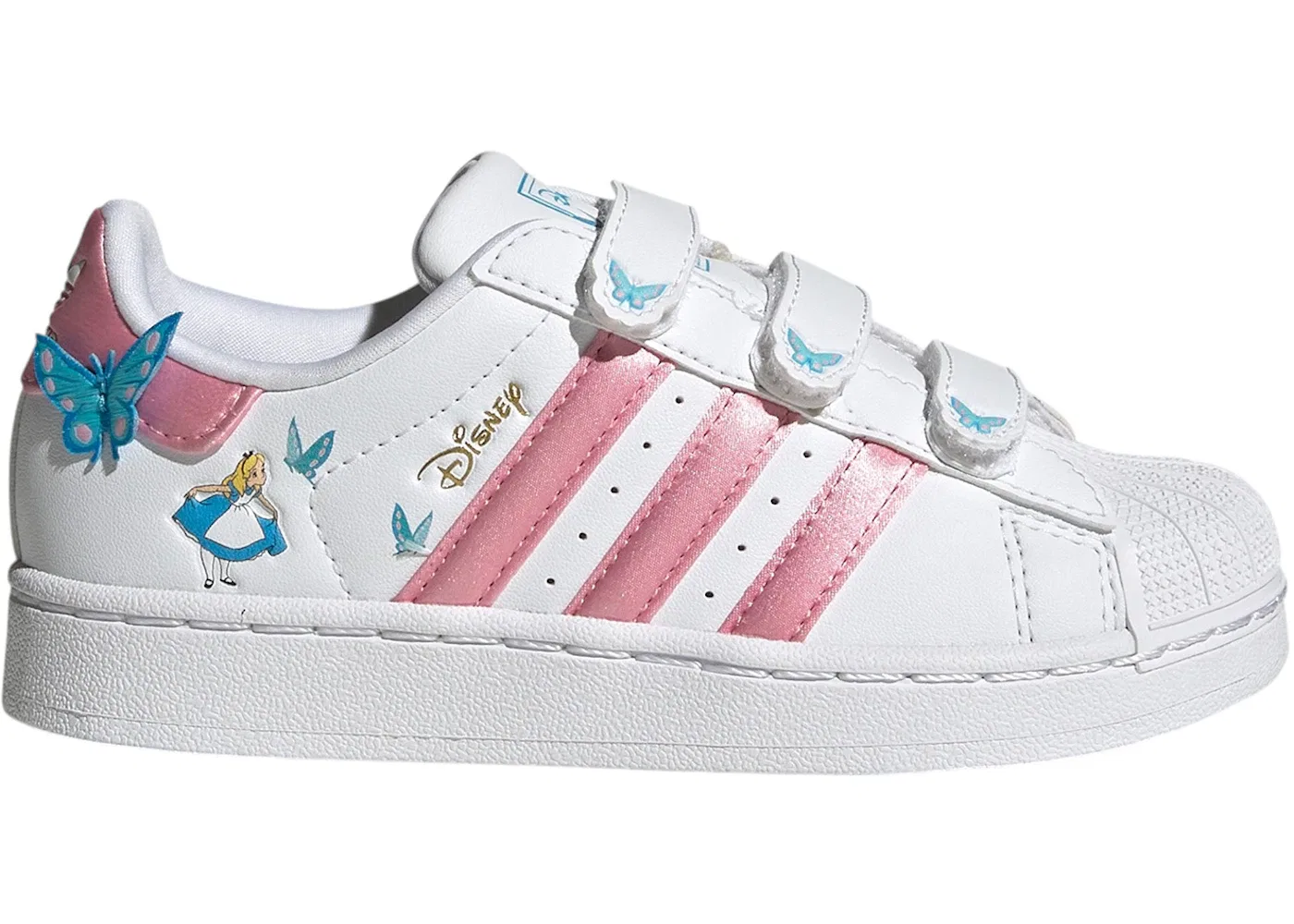Детские кроссовки Lifestyle с закрытием на липучке Adidas Superstar II Comfort Closure, Cloud White Light Pink Lucid Aquamarine