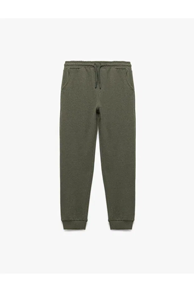 Детские спортивные штаны для мальчиков с принтом Basic jogger sweatpants with lace-up pockets at the waist Koton, Green