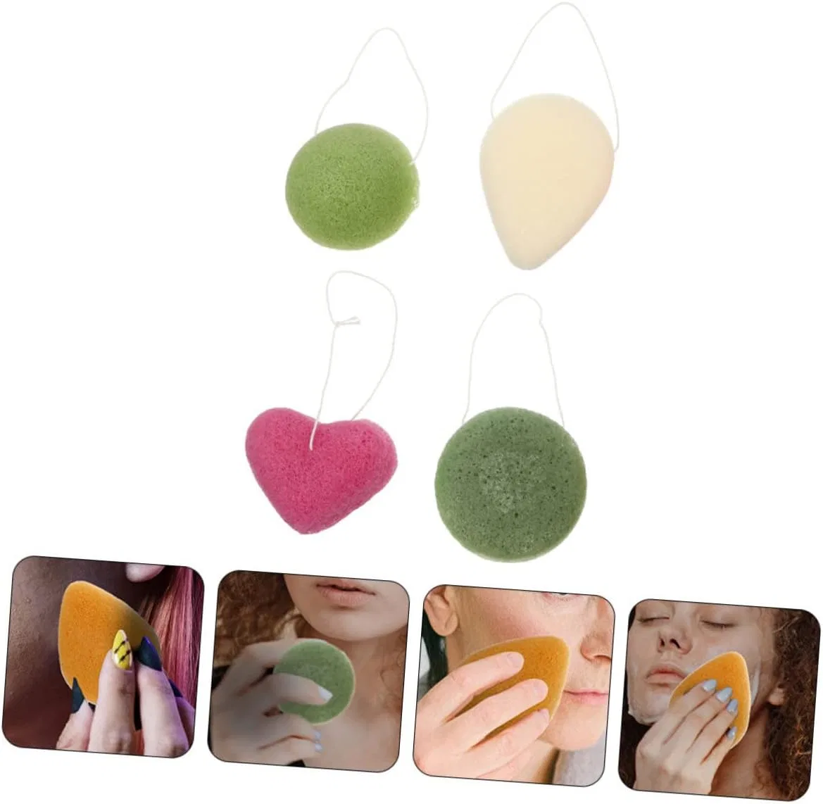 Губка для лица Konjac, 4 шт, Vaguelly, мультиколор — фото 3