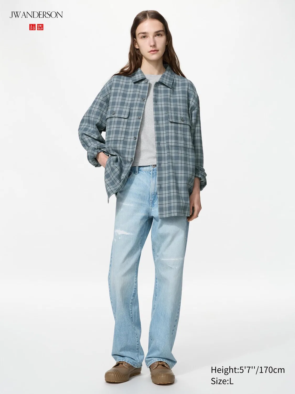 Рубашка фланелевая Uniqlo, в клетку, синий — фото 4