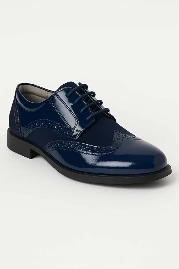 Детские классические туфли для мальчиков с узором Sirri, Navy Blue — фото 3