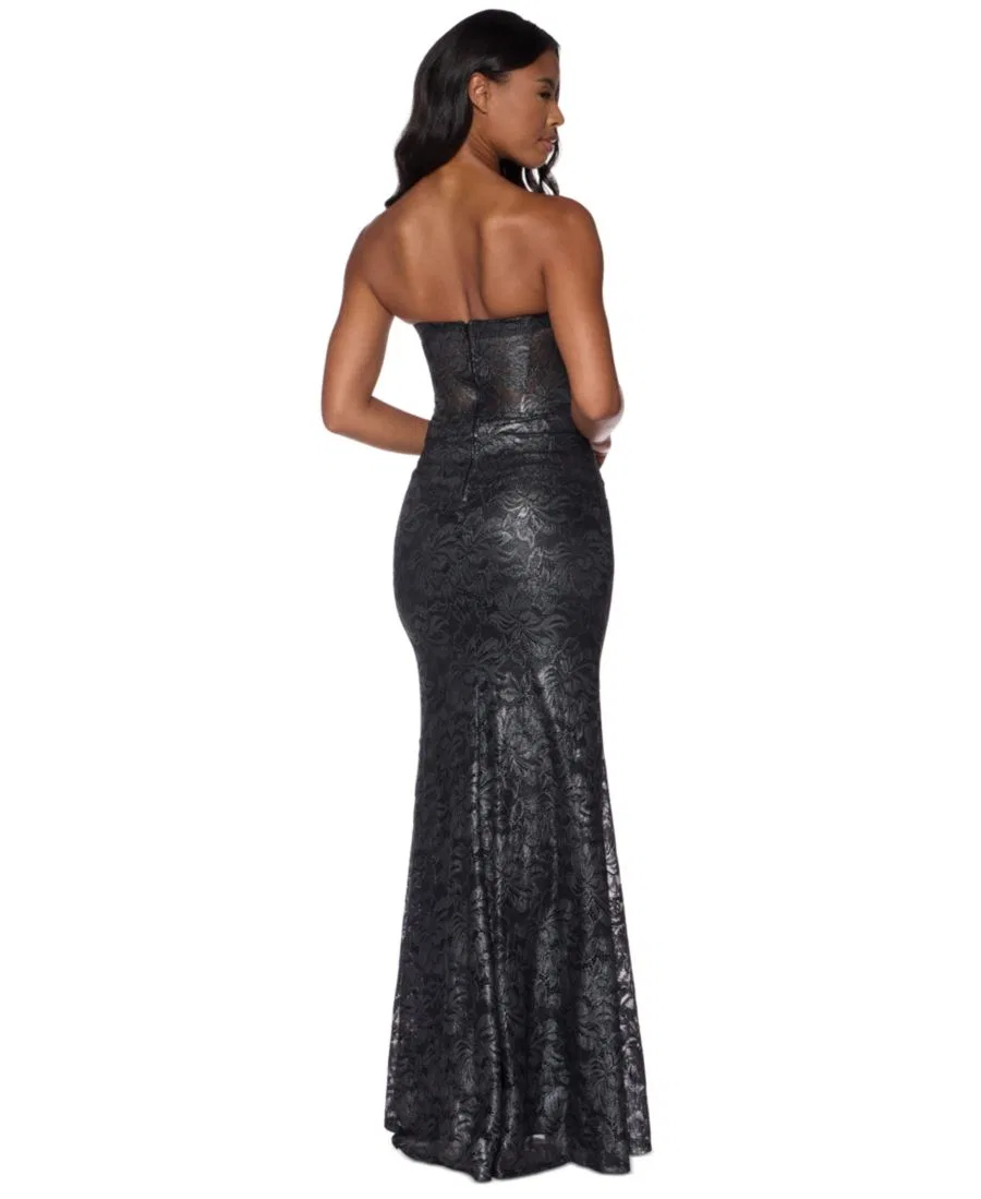 Платье-комбинация с кружевом и корсетом Alex & Sophia, Black/Silver — фото 4