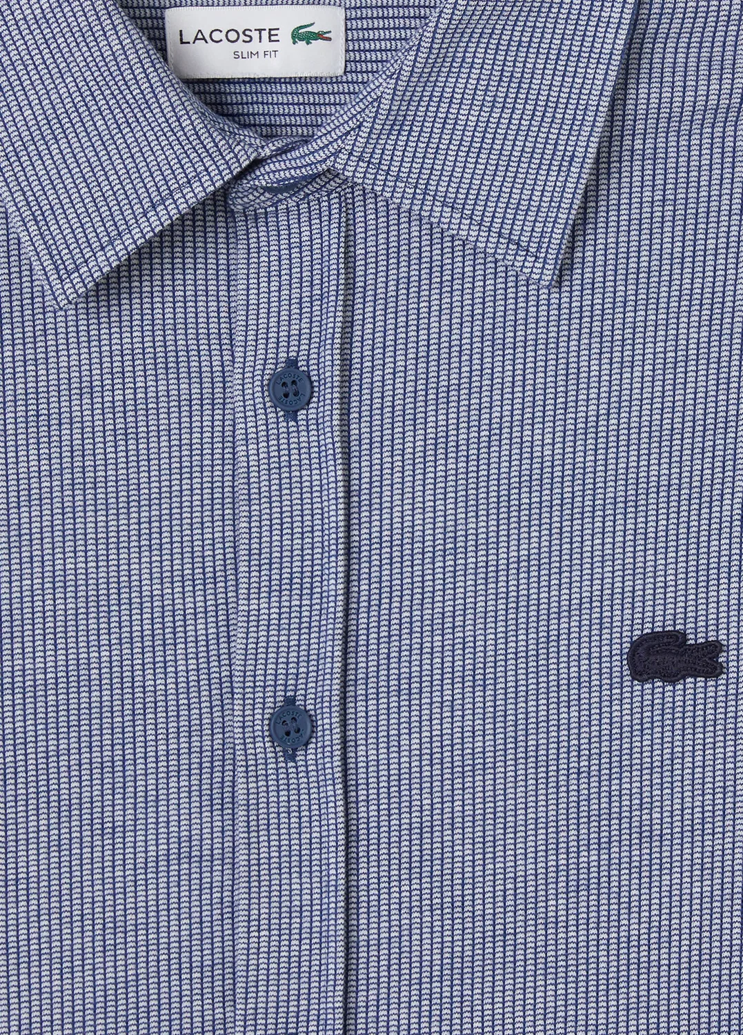 Рубашка Lacoste, темно-синяя, slim fit, длинный рукав — фото 4