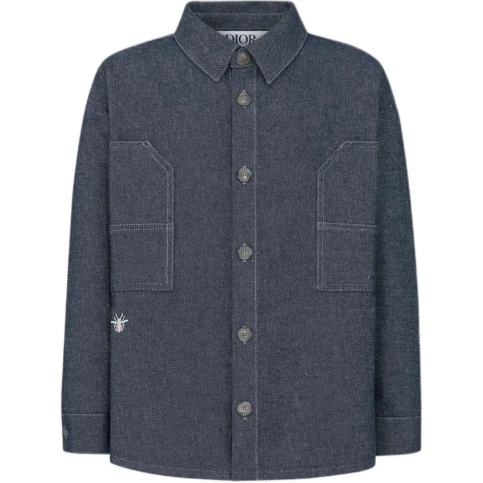 Детская джинсовая рубашка Solid Color, SS25, DIOR, Blue