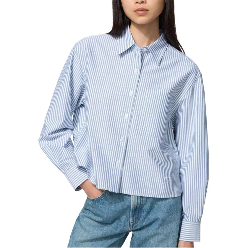 Женская рубашка с лацканами Royal Blue UNIQLO, 65 Royal Blue — фото 4