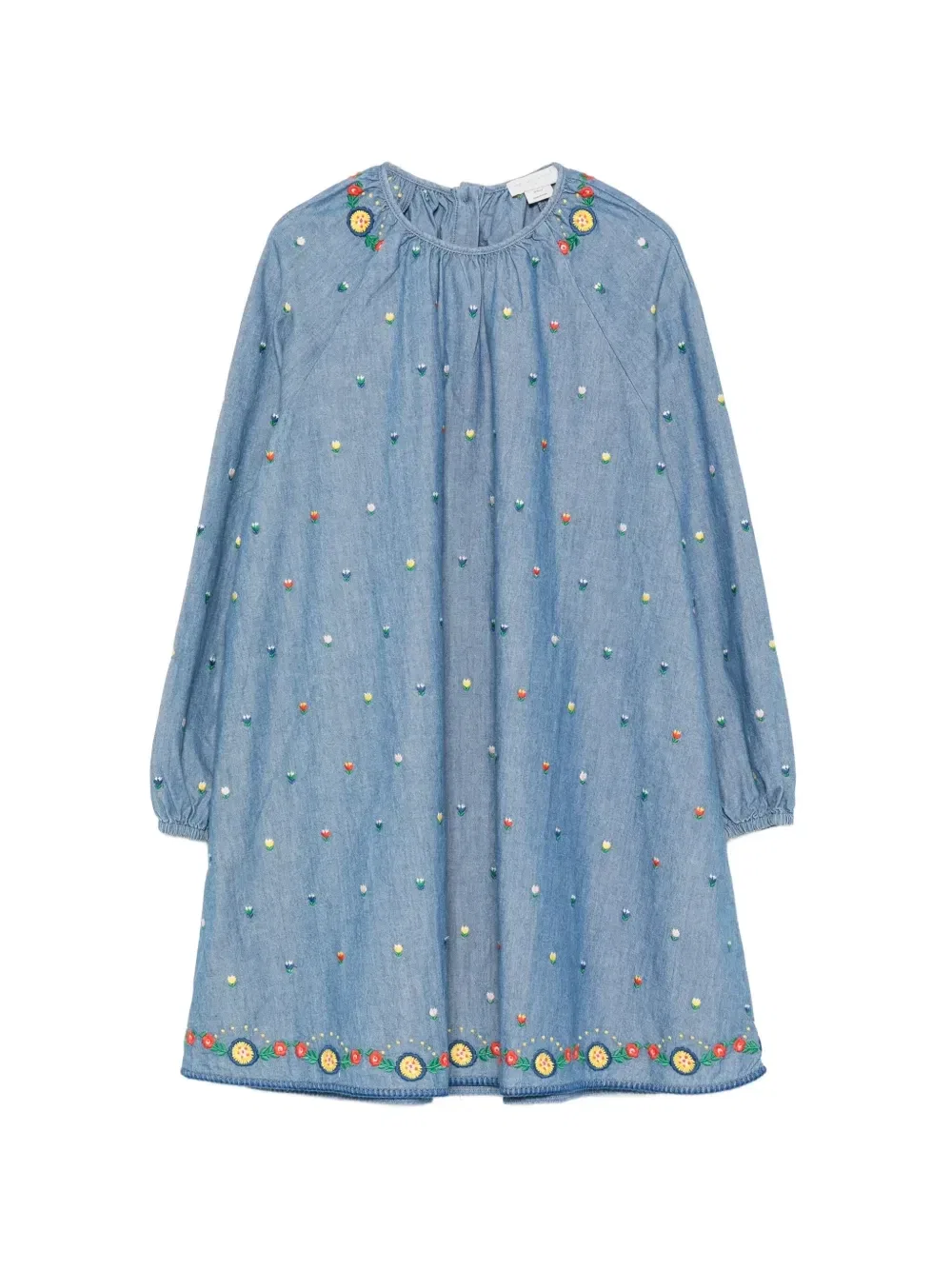 Джинсовое платье с цветочной вышивкой Stella Mccartney Kids, синий
