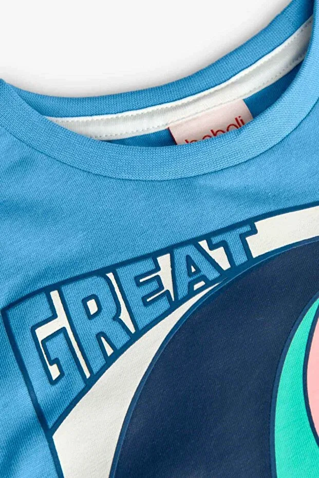 Детская футболка для мальчиков с принтом Wave Printed Boboli, Blue — фото 4