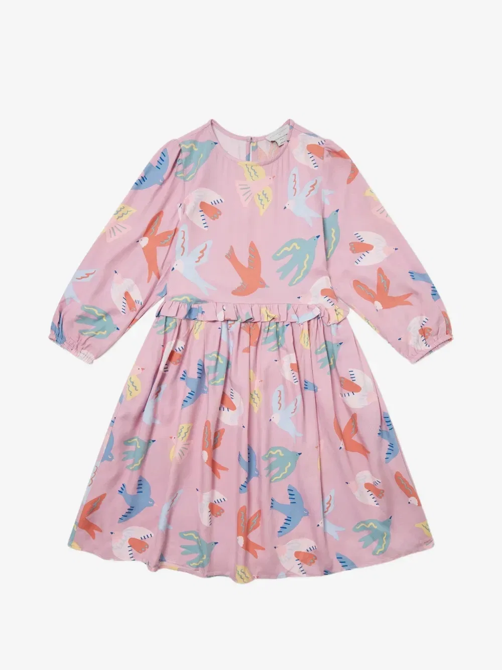 Платье с оборками и принтом голубя Stella McCartney Kids, розовый