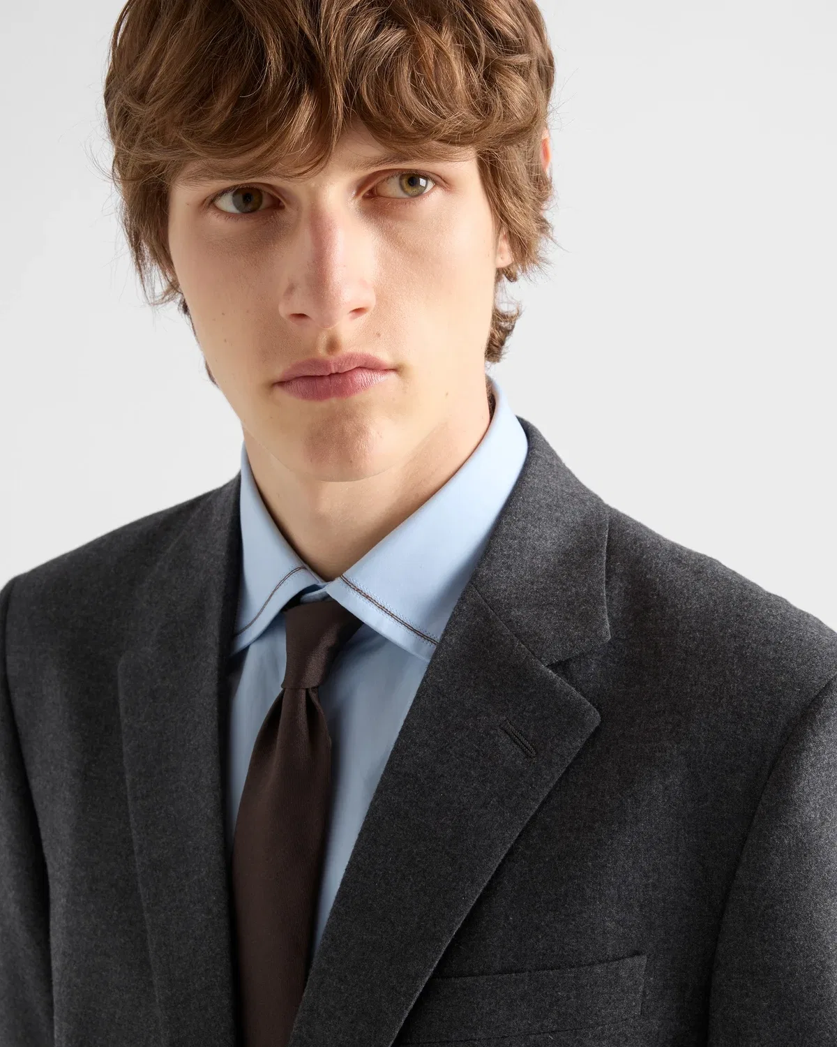Костюм однобортный из смесового кашемира Prada, серый — фото 3