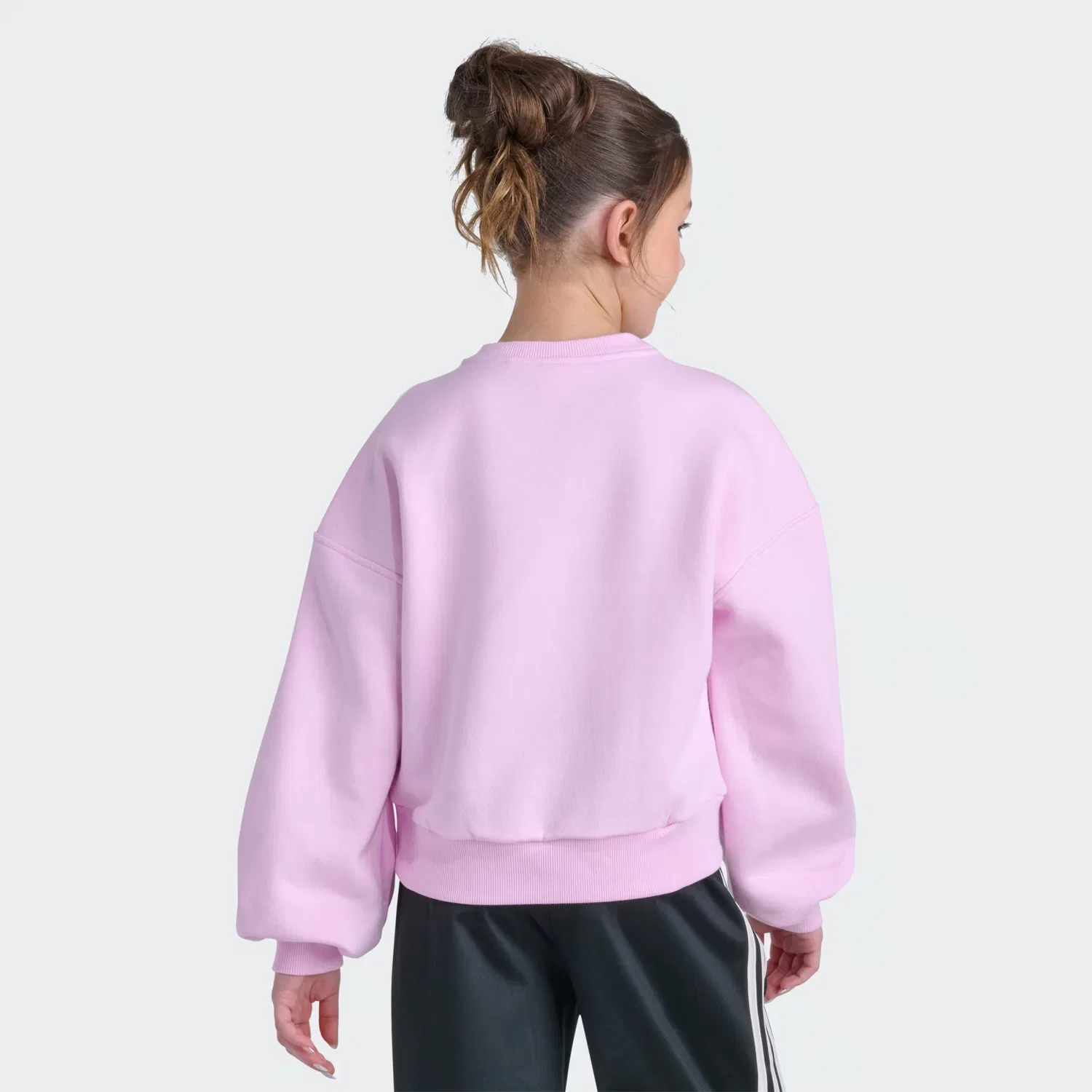 Детский флисовый пуловер с блестящим принтом Trefoil Adidas Originals, Orchid Fusion
