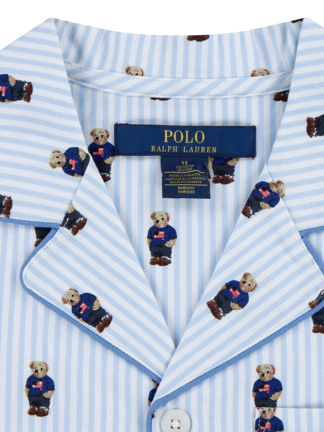 Пижамный набор с коротким рукавом, Polo Bear Polo Ralph Lauren, бело-голубой — фото 2