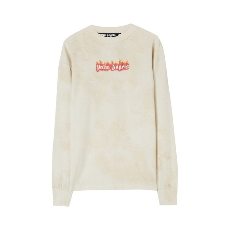 

Лонгслив Palm Angels Burning Logo Classic Tee Long-Sleeve 'Off White', белый