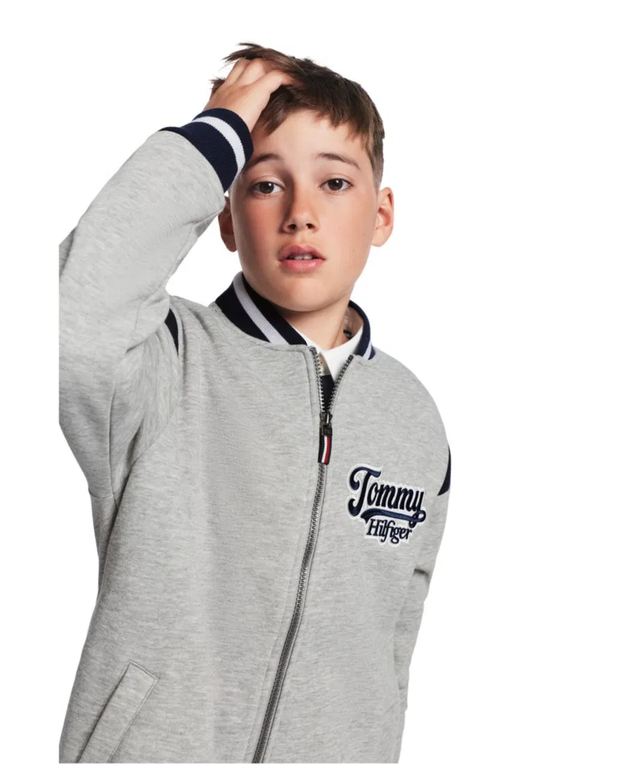 Флисовая куртка-бомбер с логотипом Tommy Hilfiger, Gray Heather