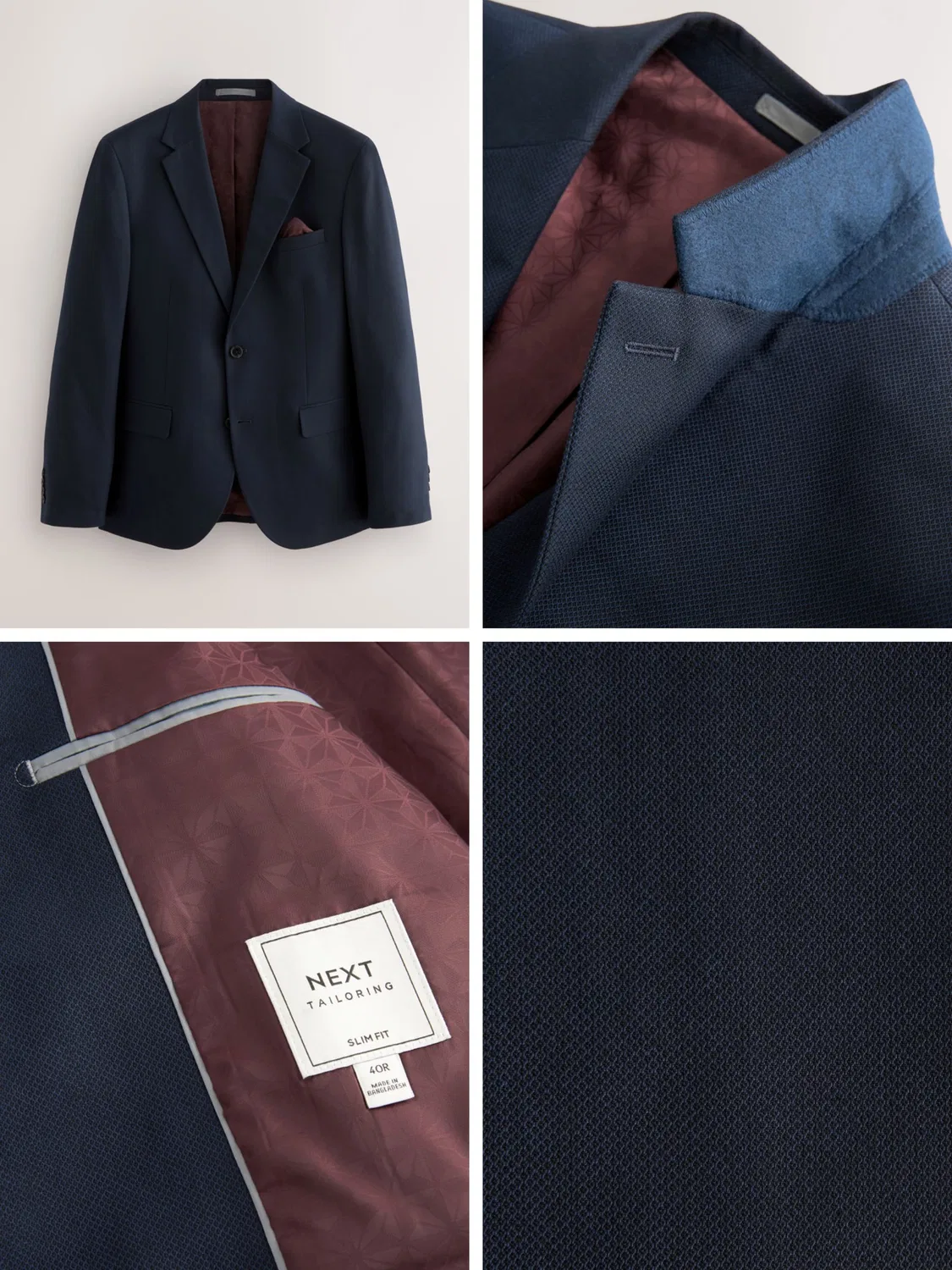 Пиджак костюмный текстурированный, Slim Fit Next, темно-синий — фото 3