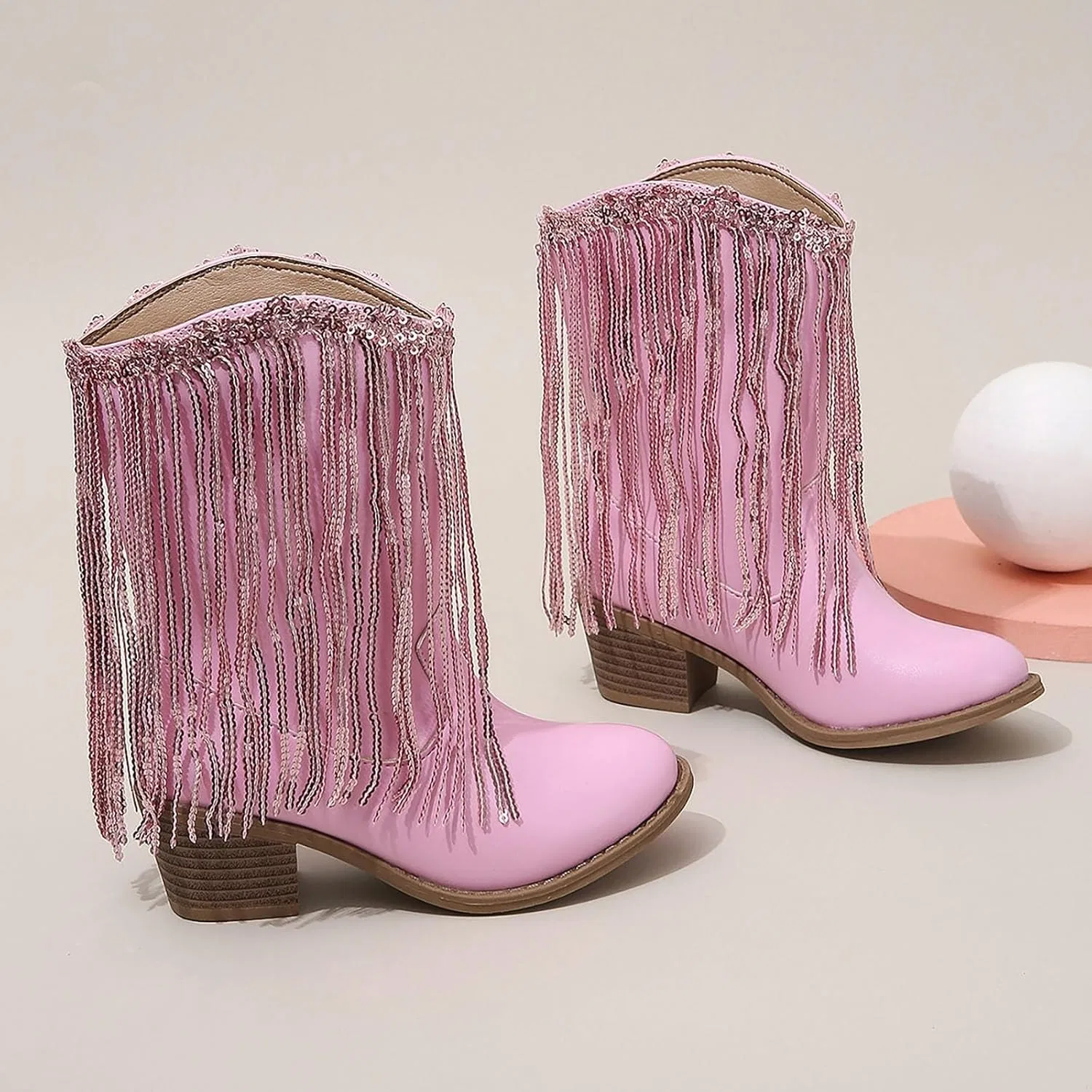 Детские ботинки для девочек с бахромой Combat Cowgirl Boots — фото 3
