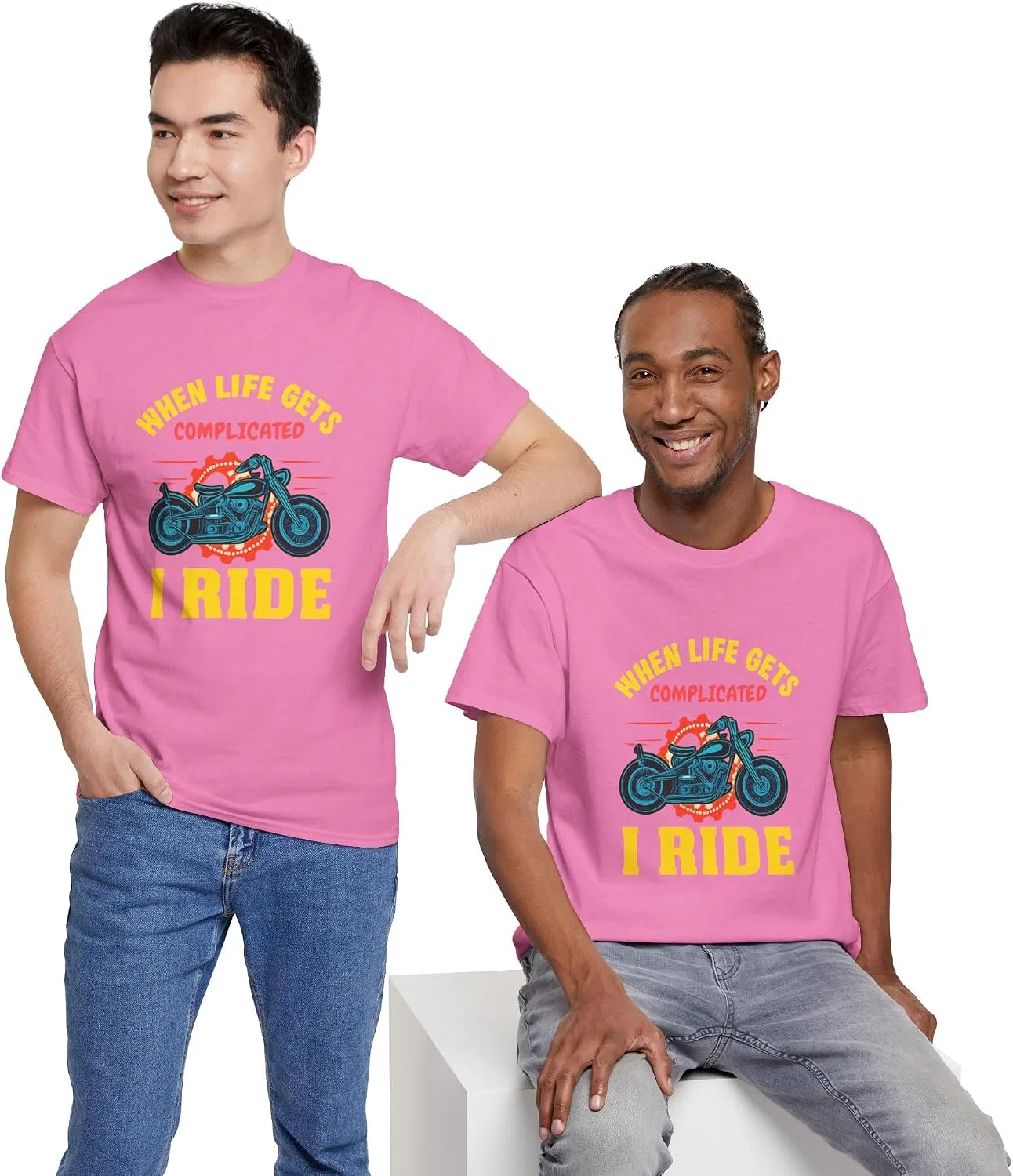 Футболка с принтом Motorcycle Quote Heavy Cotton, Azalea — фото 2