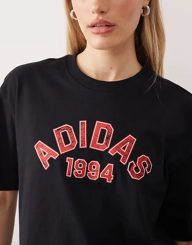 Футболка Adidas Originals с университетским логотипом, черный — фото 4