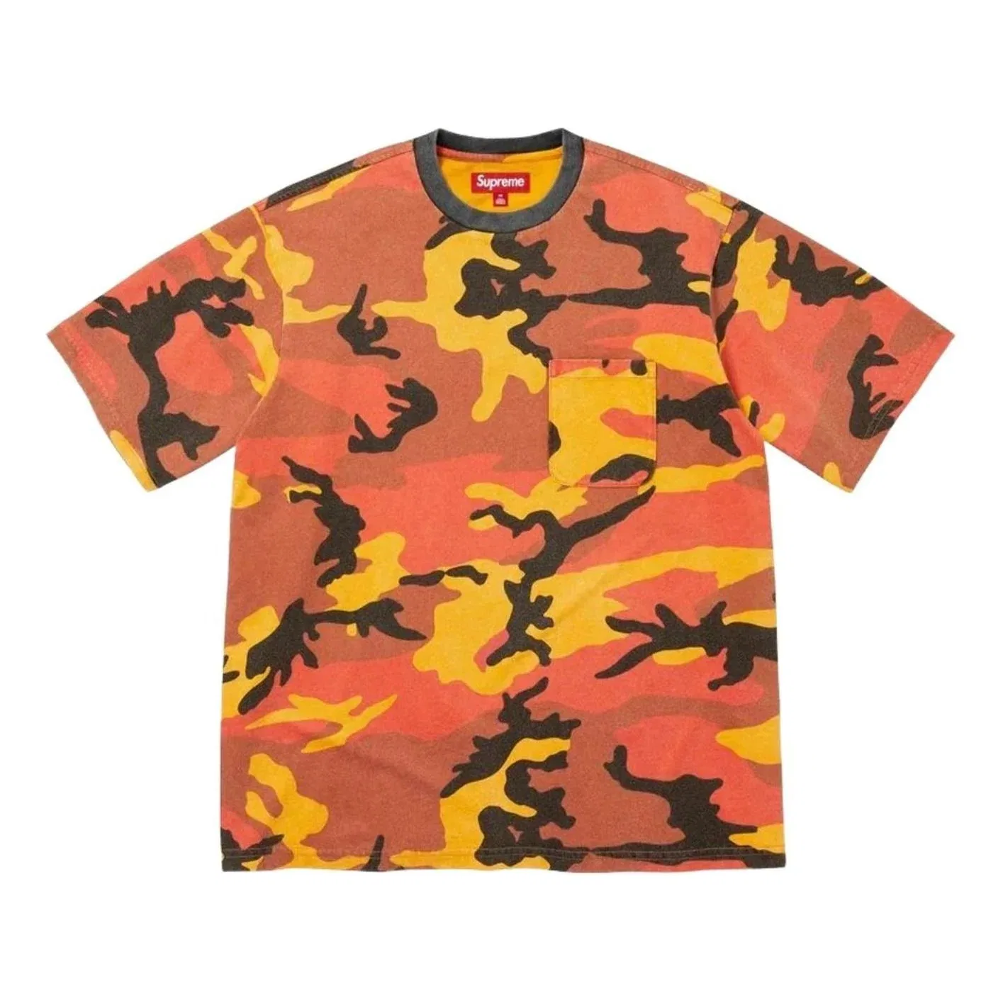 Мужская футболка FW26 Cracked Pocket S/S T-Shirt 'Orange Camo' Supreme, Orange Camo