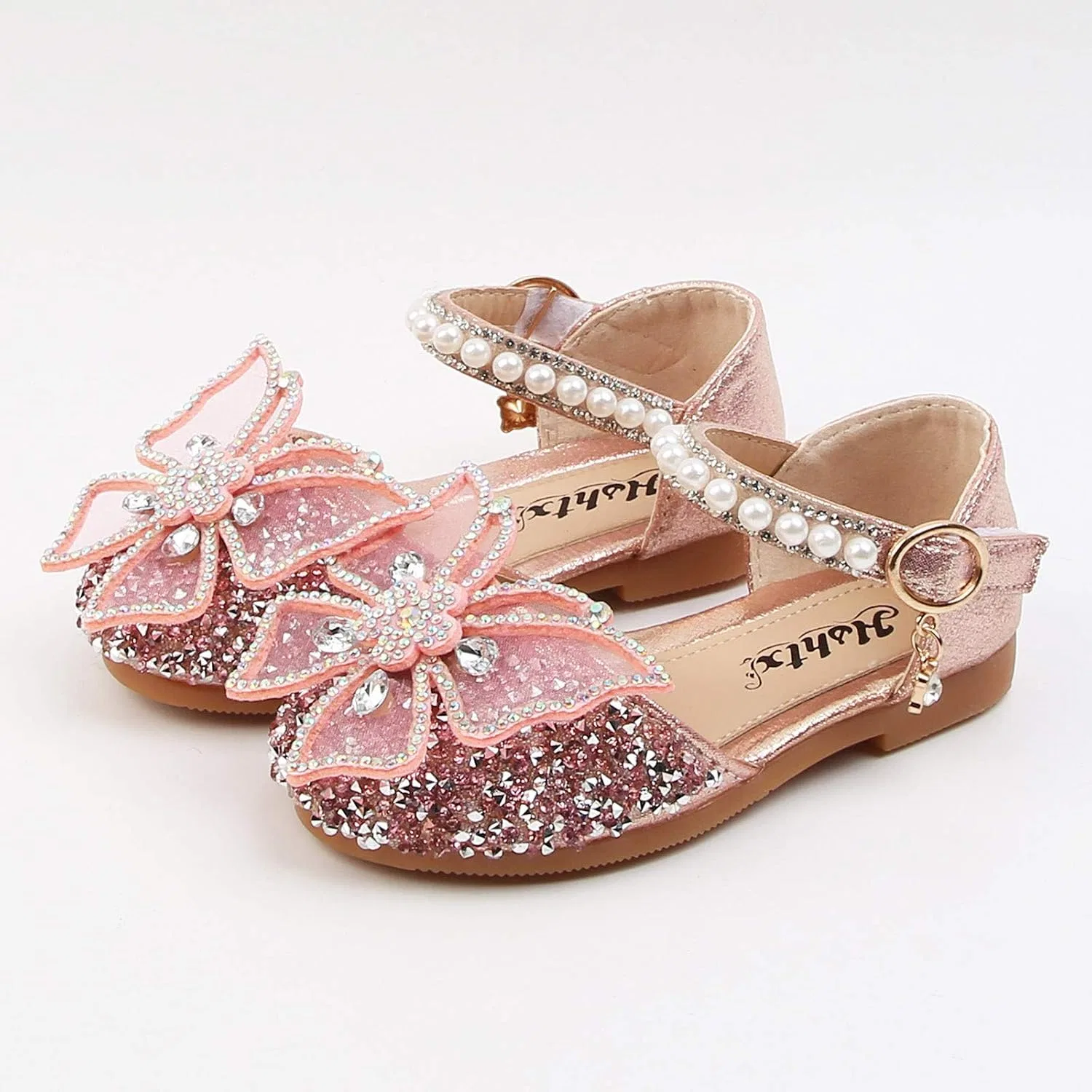 Детские туфли-балетки для девочек с принтом Rhinestone Butterfly Shoes, Pink — фото 4