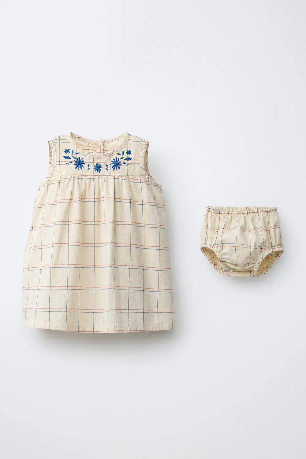 Платье и трусики в клетку с вышивкой ZARA, Butter