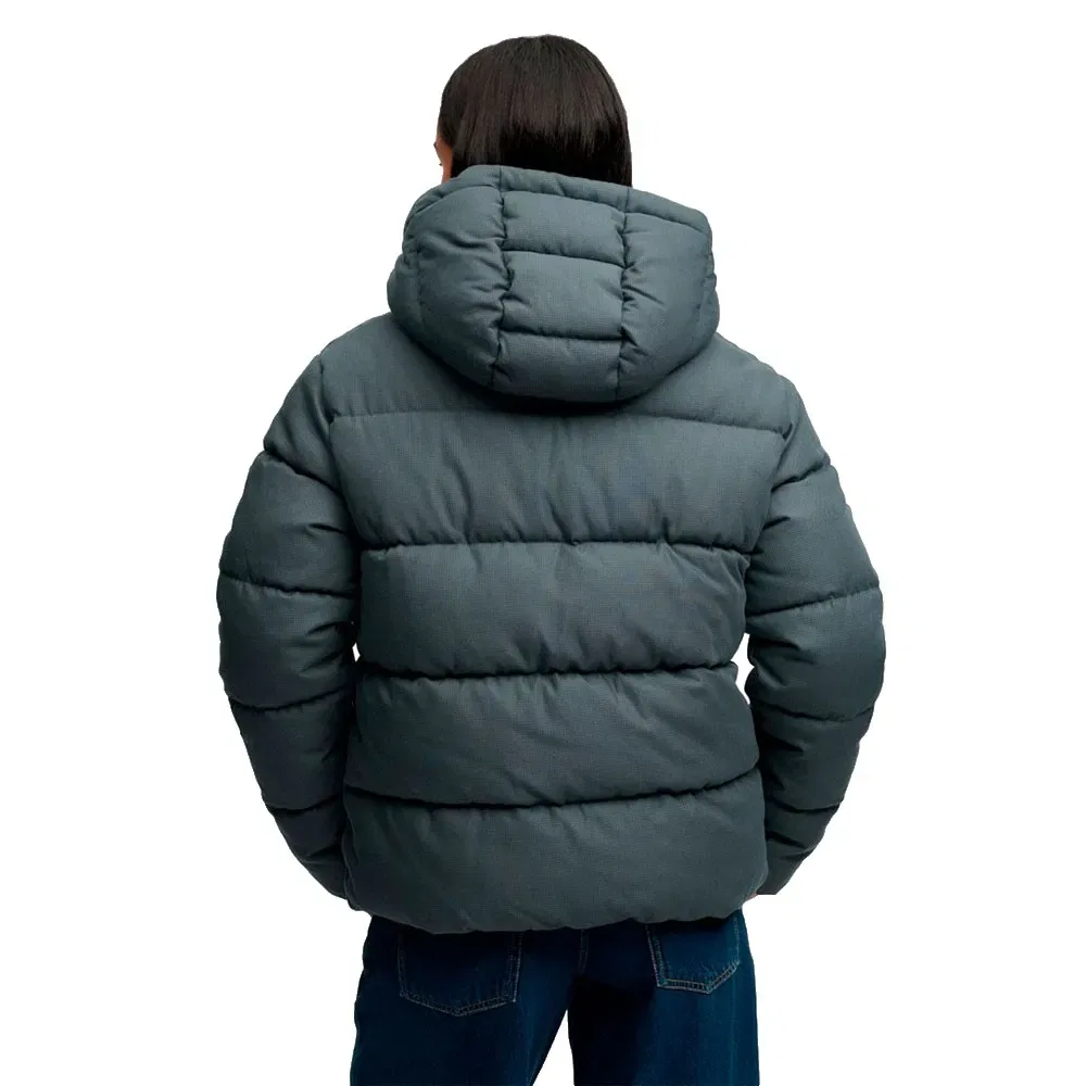 Женский стеганый пуховик с капюшоном Premium Check Superdry, Blue — фото 2